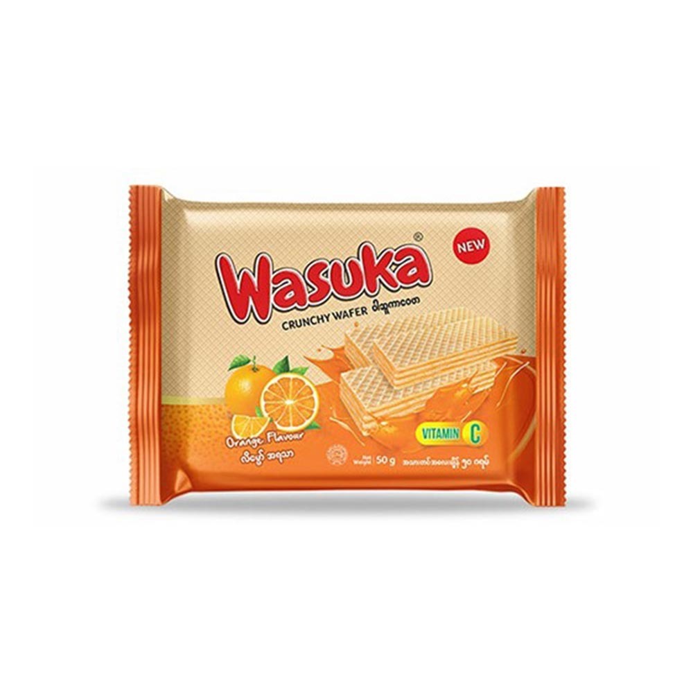 Wasuka Crunchy Wafer Orange Flavour 50G