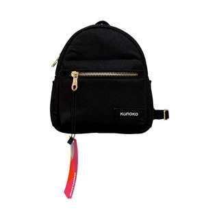 Konoko Cotton Mini Backpack Extra Small (Black Tweed Gold Zip)