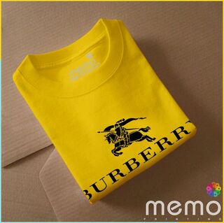 memo ygn Burberry unisex Printing T-shirt DTF Quality sticker Printing-White (Small)