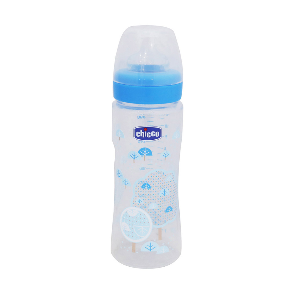 Chicco Baby Well-Being Feeding Bottle 330ML Blue (4M+)