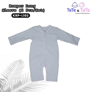 Te Te & Ta Ta Long Romper Short Sleeves White 3-6 Months (3Pcs/1Set) KRP-L102