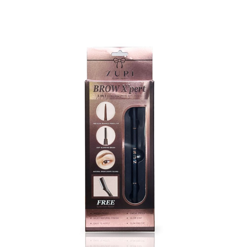 ZURI Brow X'pert Eyebrow + Razor Set (Brown)