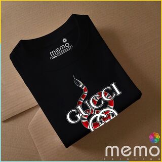 memo ygn GUCCI unisex Printing T-shirt DTF Quality sticker Printing-Black (Large)