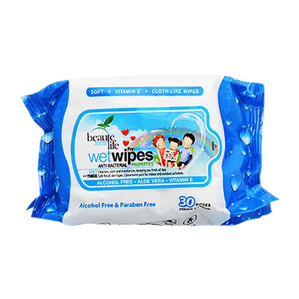 Beaute Life Wet Wipes Anti Bacterial Blue 30PCS (200X 150MM)