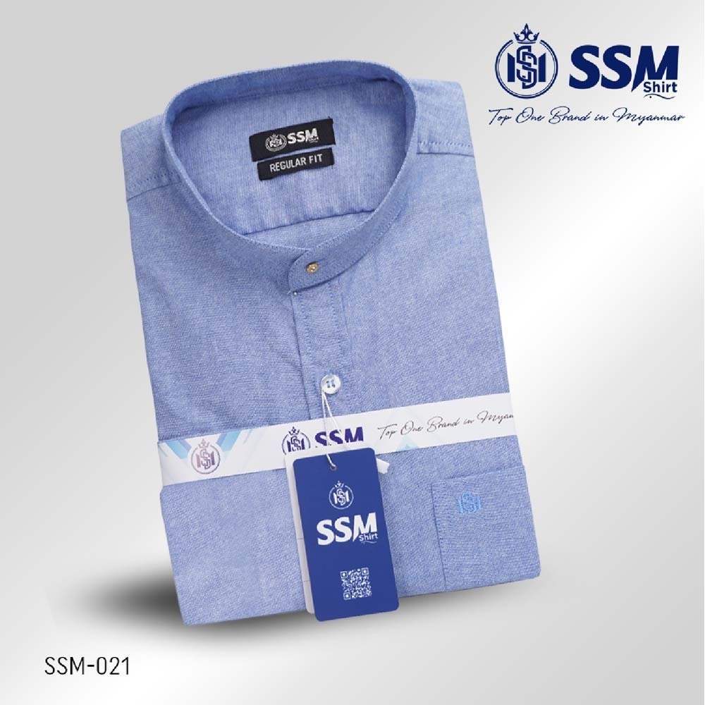 Madarin Collar Shirt Short Sleeve 2XL (Denim Blue) SSM-O-P-S-021