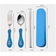 Kids Stainless Steel Spoon, Fork & Chopstick Set Blue