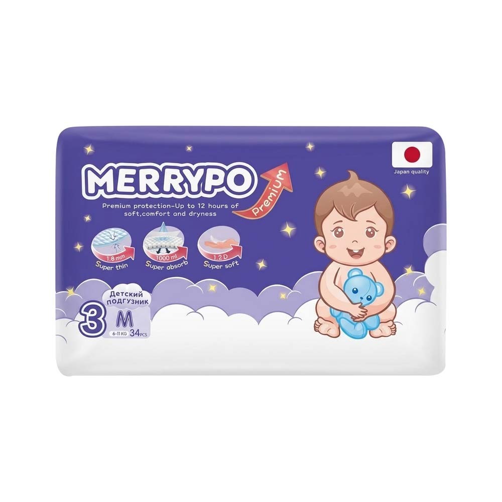 Merrypo Diaper Tape M (34PCS)