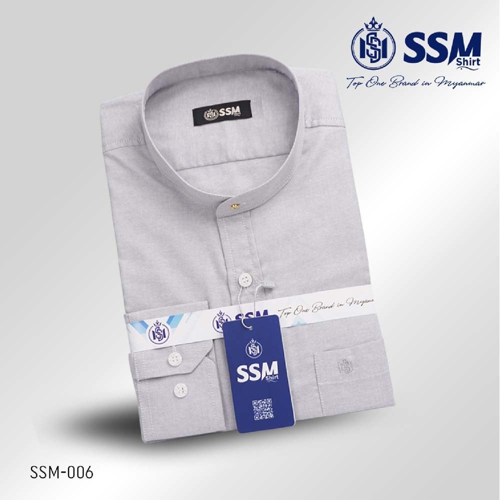 Mandarin Collar Shirt Long Sleeve Large (Light Gray) SSM-O-P-S-006