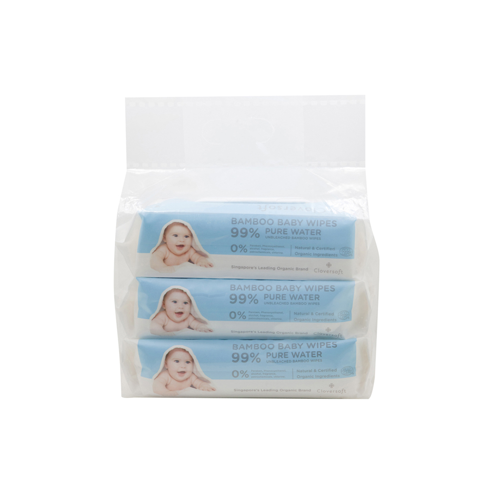 3 Packs Bundle Unbleached Bamboo Organic Pure Baby Wipes