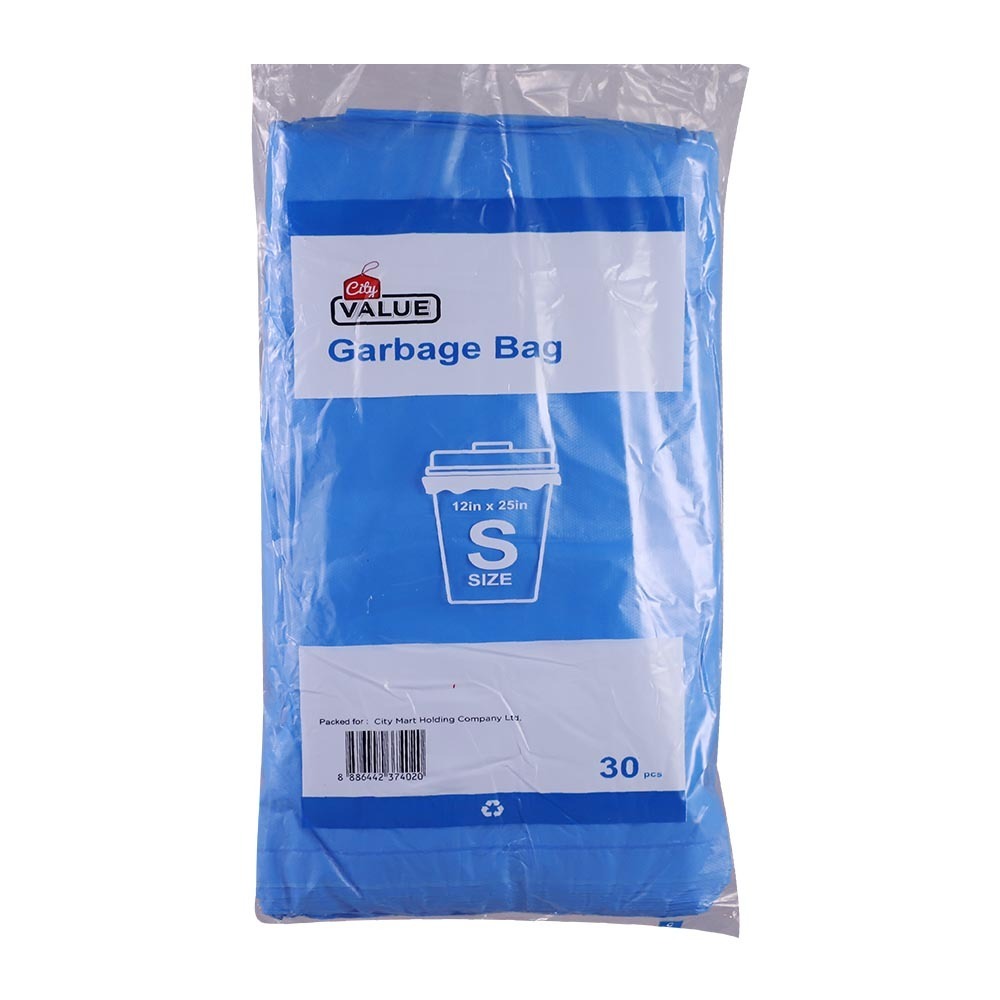 City Value Garbage Bag 12X25IN 30PCS Blue