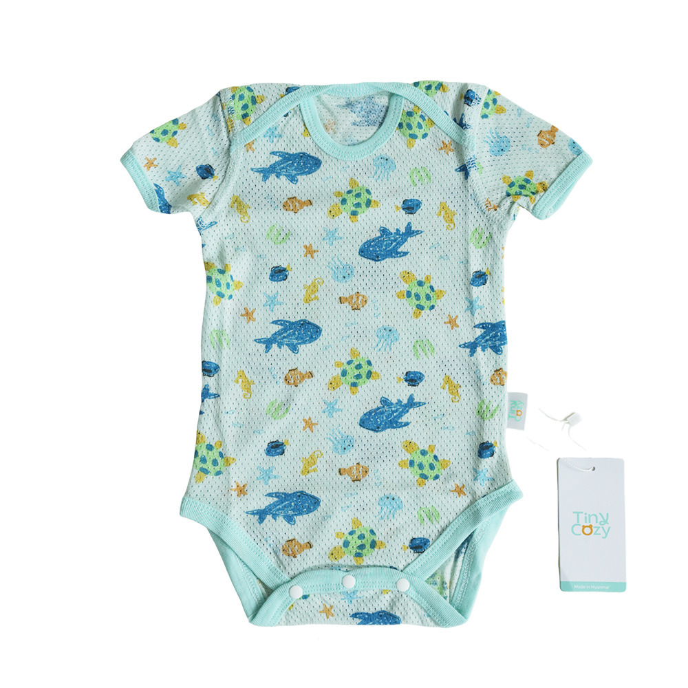Tiny Cozy Airy Cotton Body Suite (Short Sleeve) TC2026M Ocean