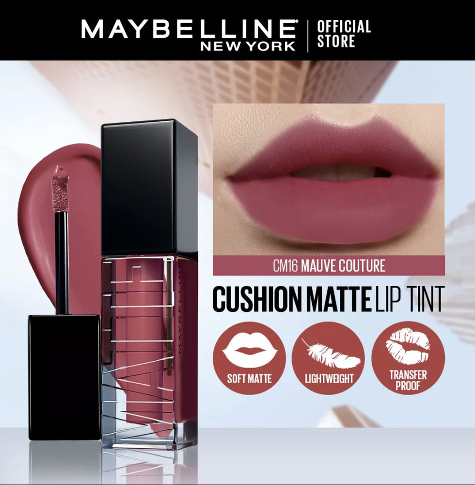 Maybelline Color Sensational Cushion Matte Liquid Lipstick 6.4ML (CM16 Mauve Couture)
