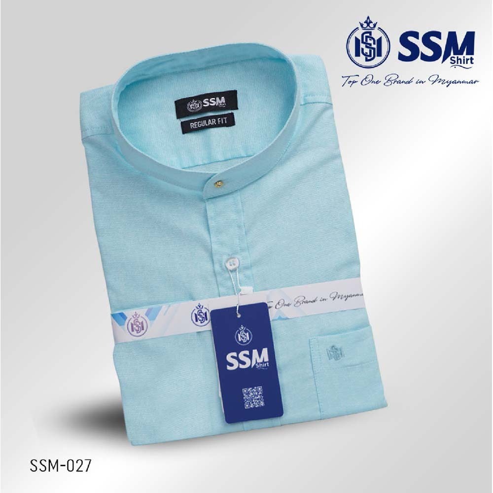Madarin Collar Shirt Short Sleeve 2XL (Cyan Blue) SSM-O-P-S-027