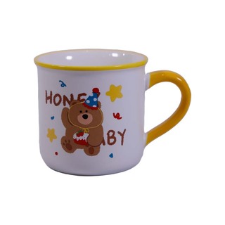 MGOU Ceramic Cup Pink White (QY-2061-420ML)