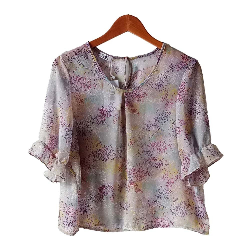 Kudos Floral Chiffon Blouse B-003(PP) Purple Medium