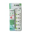 Power Plus 4Way+2USB Socket (5Switch+3Meter) White+Green PP500IU3M