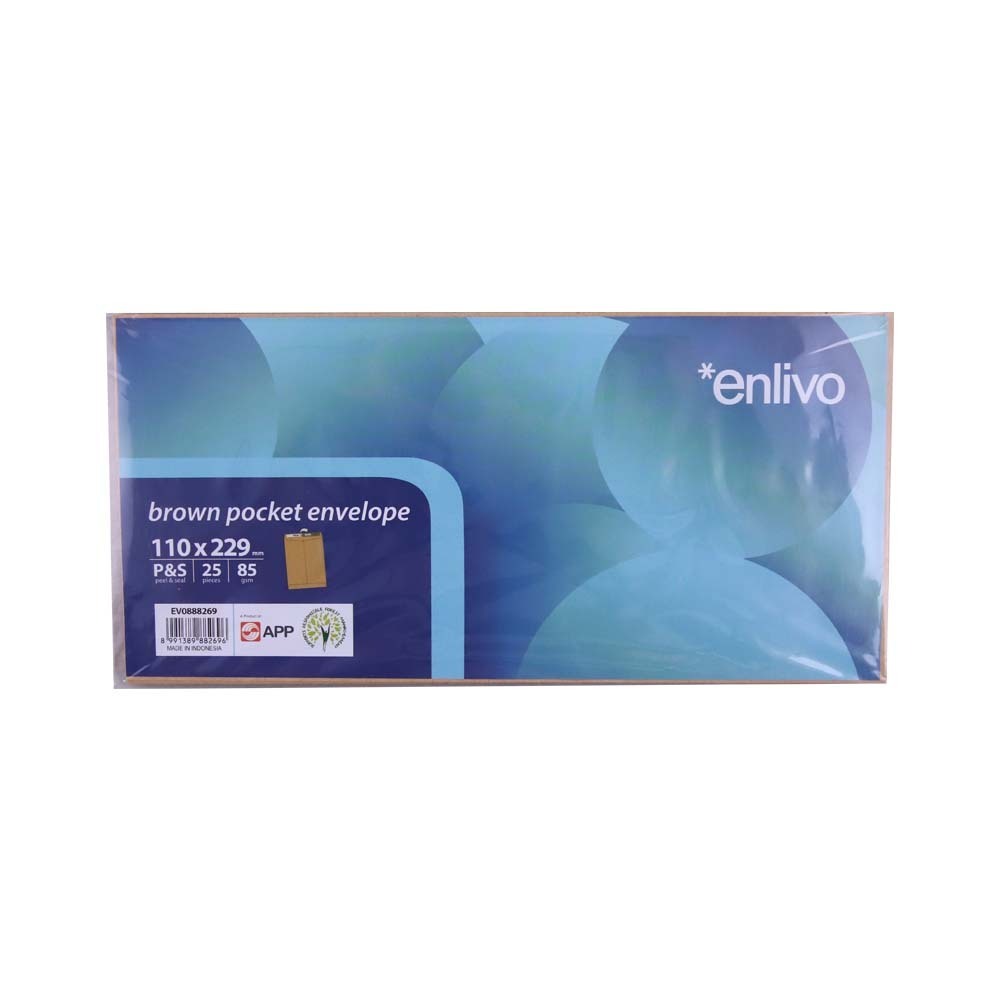 Enlivo Brown Pocket Envelope 110X229MM EVO888269