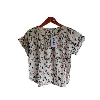 Kudos Floral Chiffon Woman Blouse Magenta Pink B-007 Large