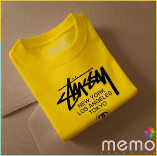 memo ygn Stussy unisex Printing T-shirt DTF Quality sticker Printing-White (XL)