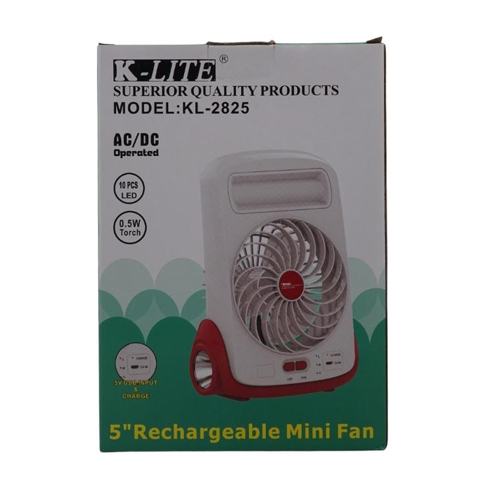 K-Lite Rechargeable Tourchlight With  Fan KL-2825