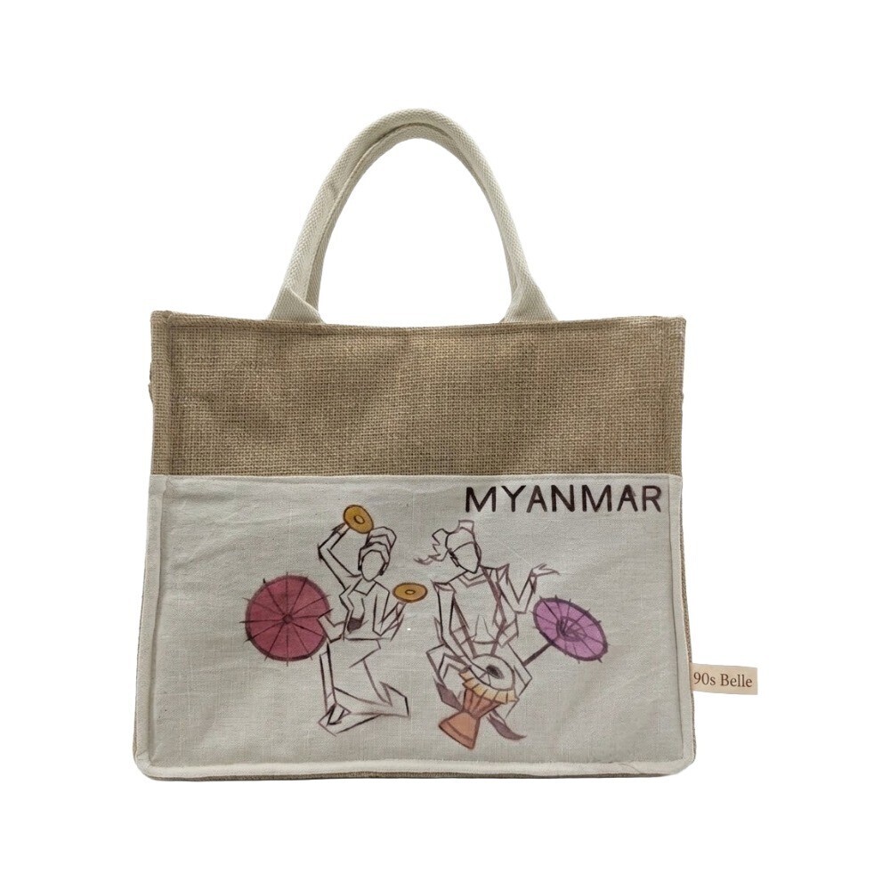 90s Belle Handed Paint Jute Bag B058
