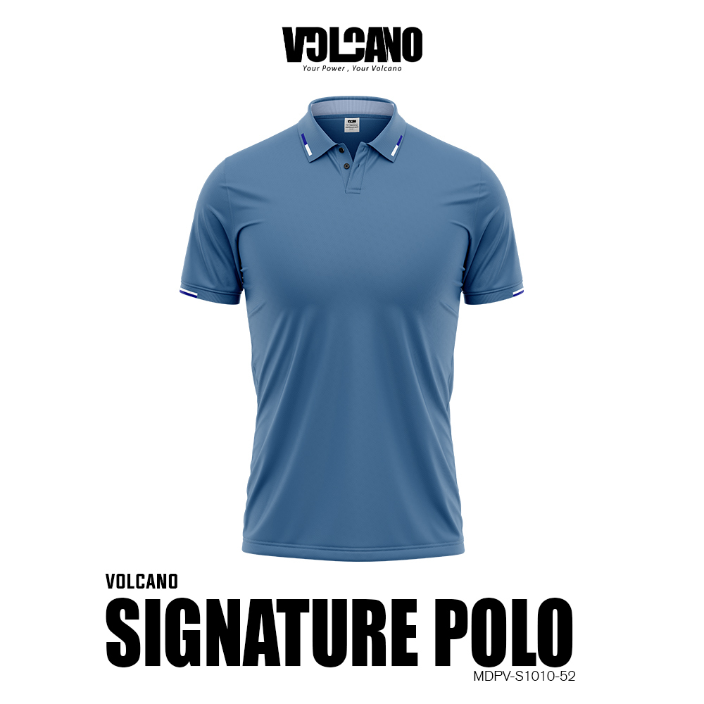 Volcano Men Signature Polo Shirt MDPV-S1010-52 Blue Small