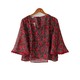 Kudos Floral Chiffon Woman Blouse B-006 Red Small