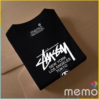 memo ygn Stussy unisex Printing T-shirt DTF Quality sticker Printing-Black (Large)