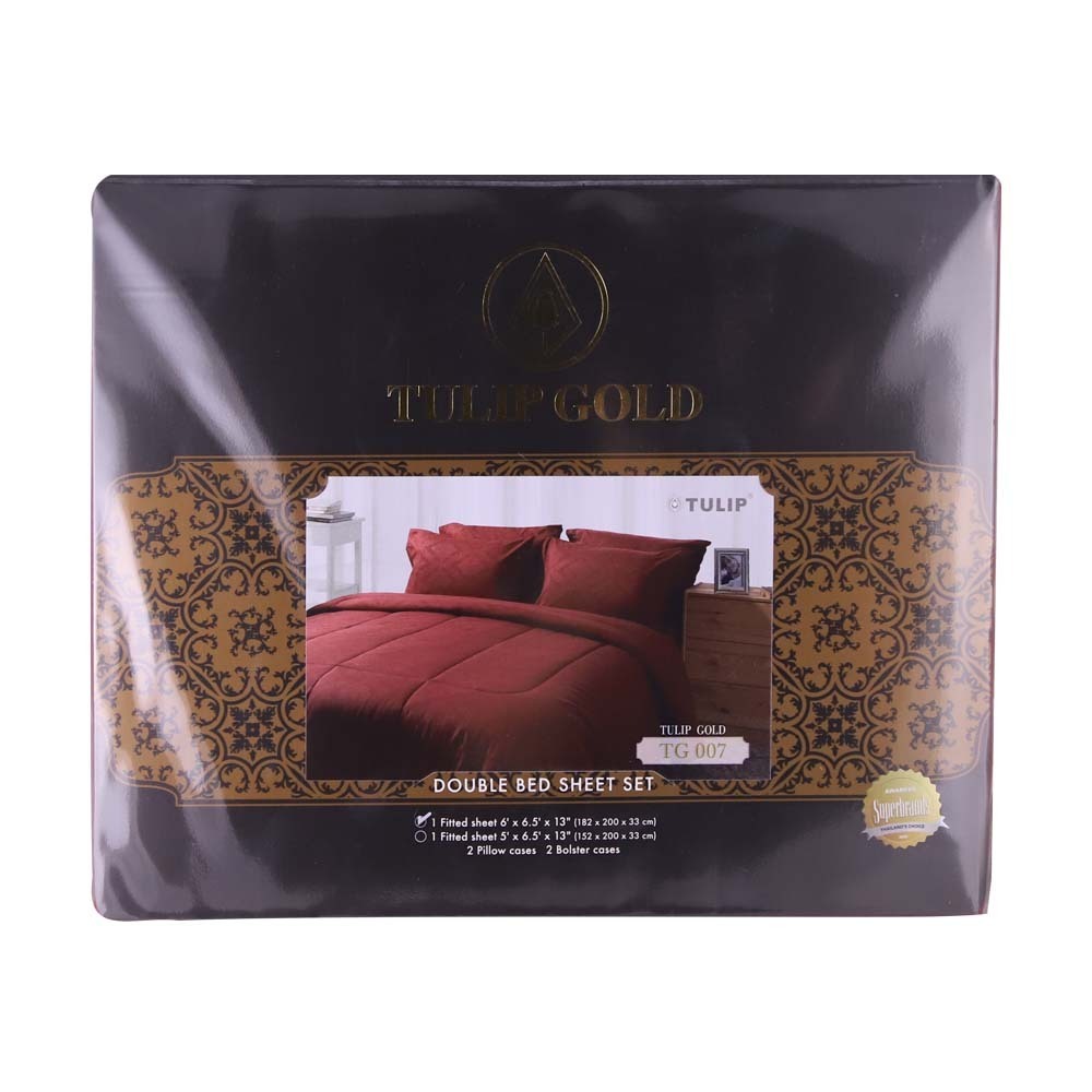 Tulip Gold Bed Sheet 5PCS 6X6.5FTx13IN TG007 (Fit)