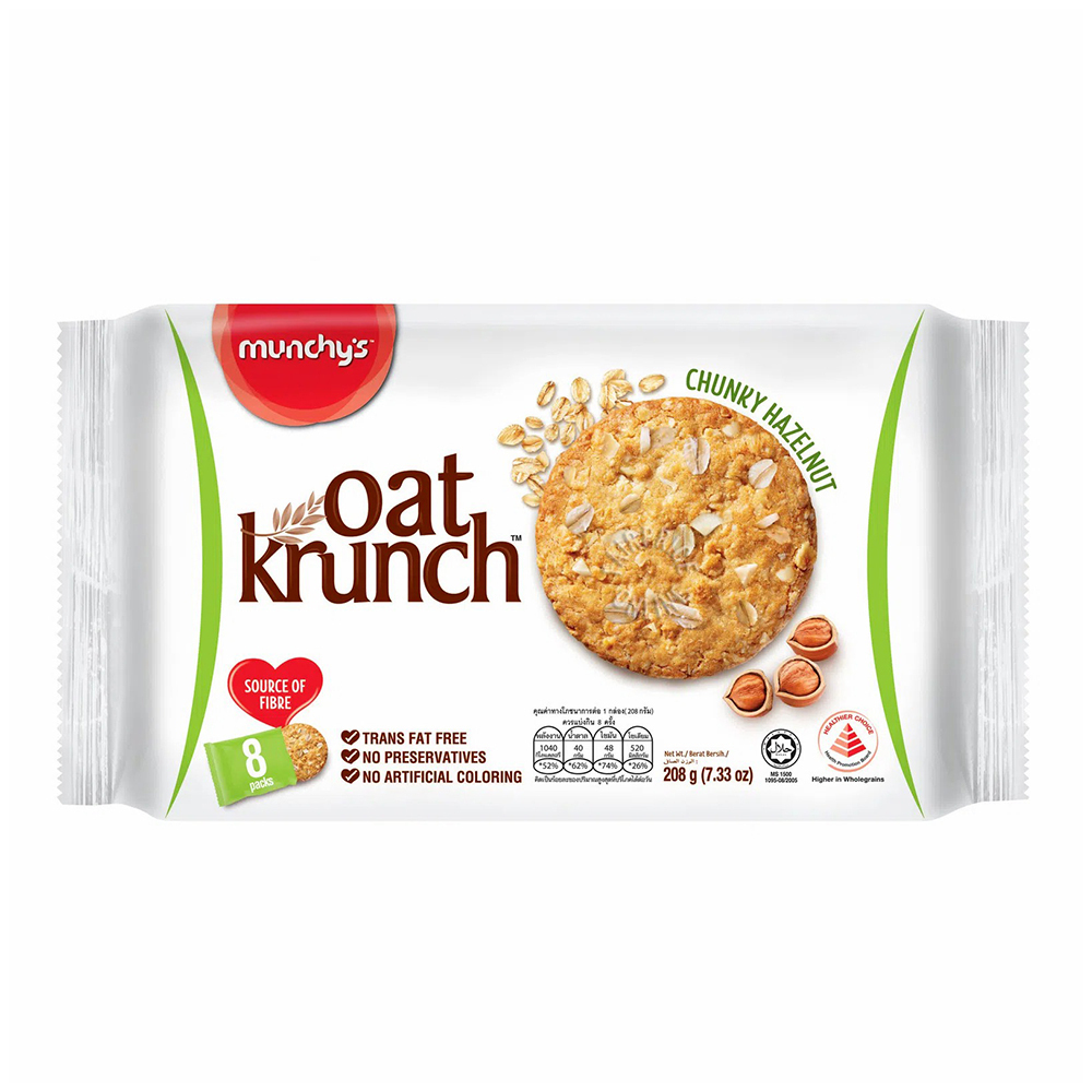 Munchy`S Oat Krunch Crackers Chunky Hazelnut 208G