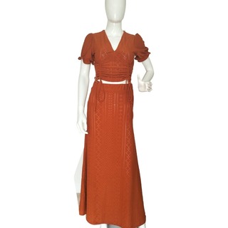 TS Dress Collection Crop Top String and Long Skirt Green Medium