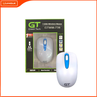 GTWM-739 Wireless Mouse L102 X W60 X H39MM (White+Light Green) 082016