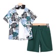 Kid Boy Tropical Plant Print Short-Sleeve Shirt & Top & Solid Shorts Set 3PCS 20644182