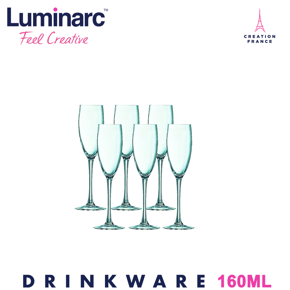 Luminarc Tempered Champagne Flute Ø5.65Xh22CM, 160ML-5¼Oz, Breeze, Arcoroc H7833