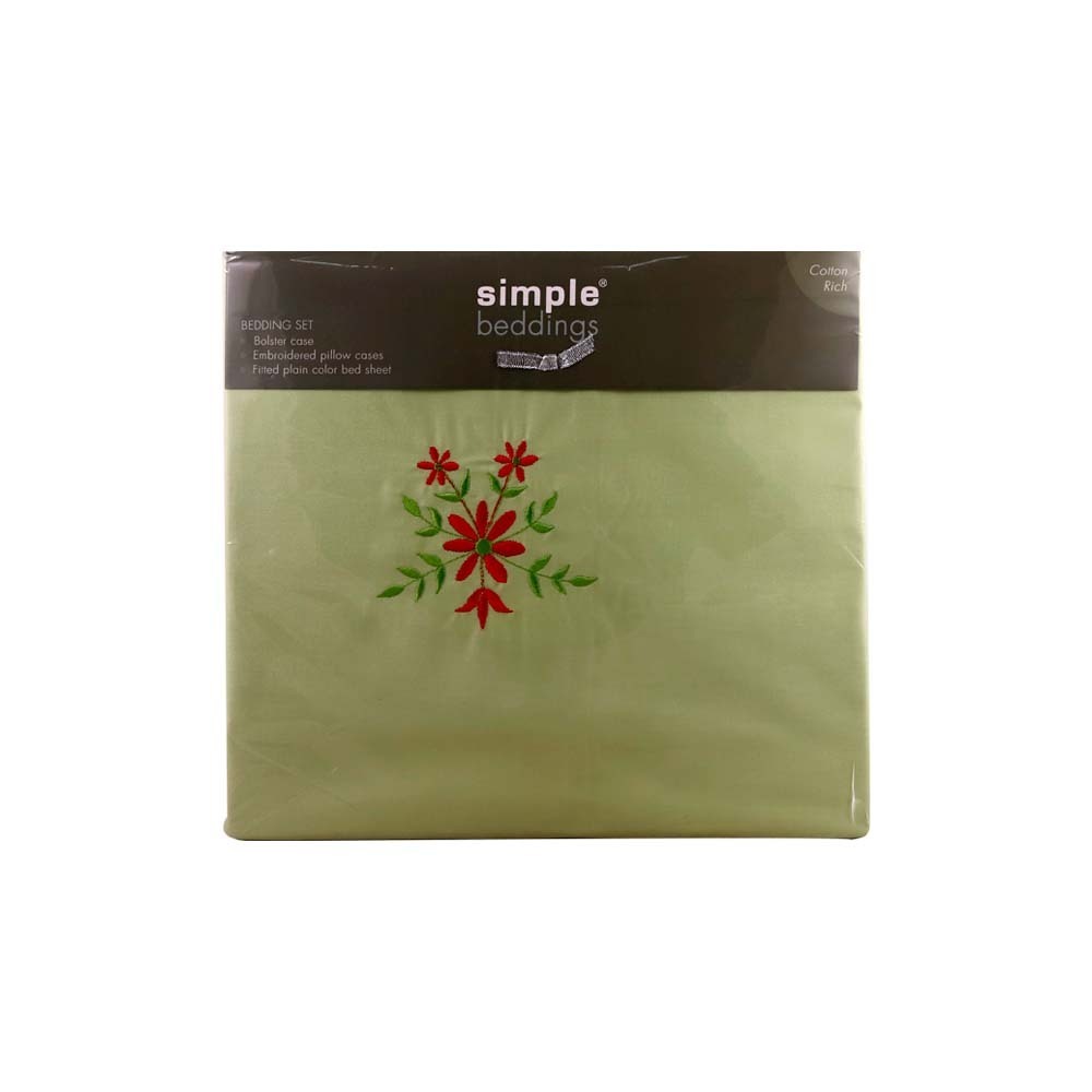 Simple Bed Sheet 5PCS 6ftx6.5ftx9in Sage Green (Fit)