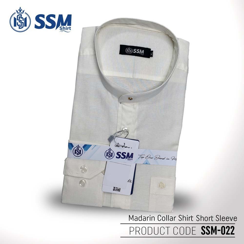 Madarin Collar Shirt Short Sleeve 2XL (Cream) SSM-O-M-S-022