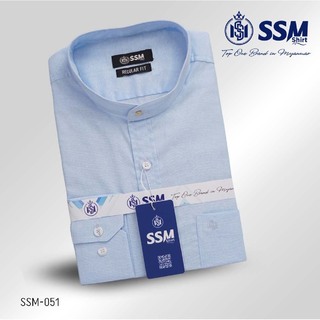 Mandarin Collar Shirt Long Sleeve Large (Purplish Blue) SSM-O-P-S-060