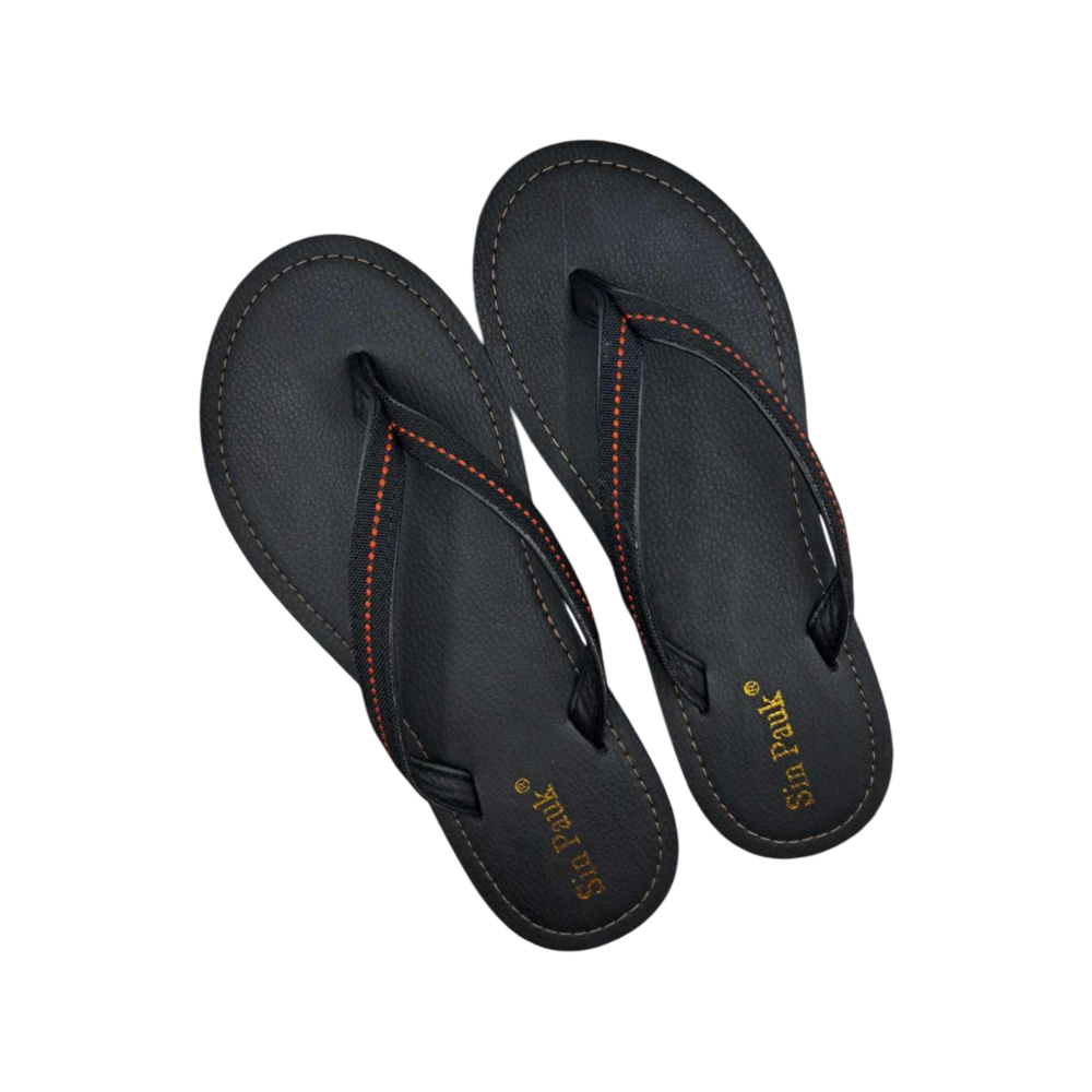 Sin Pauk Men Leather Slipper SPM-024 Black (No-39)