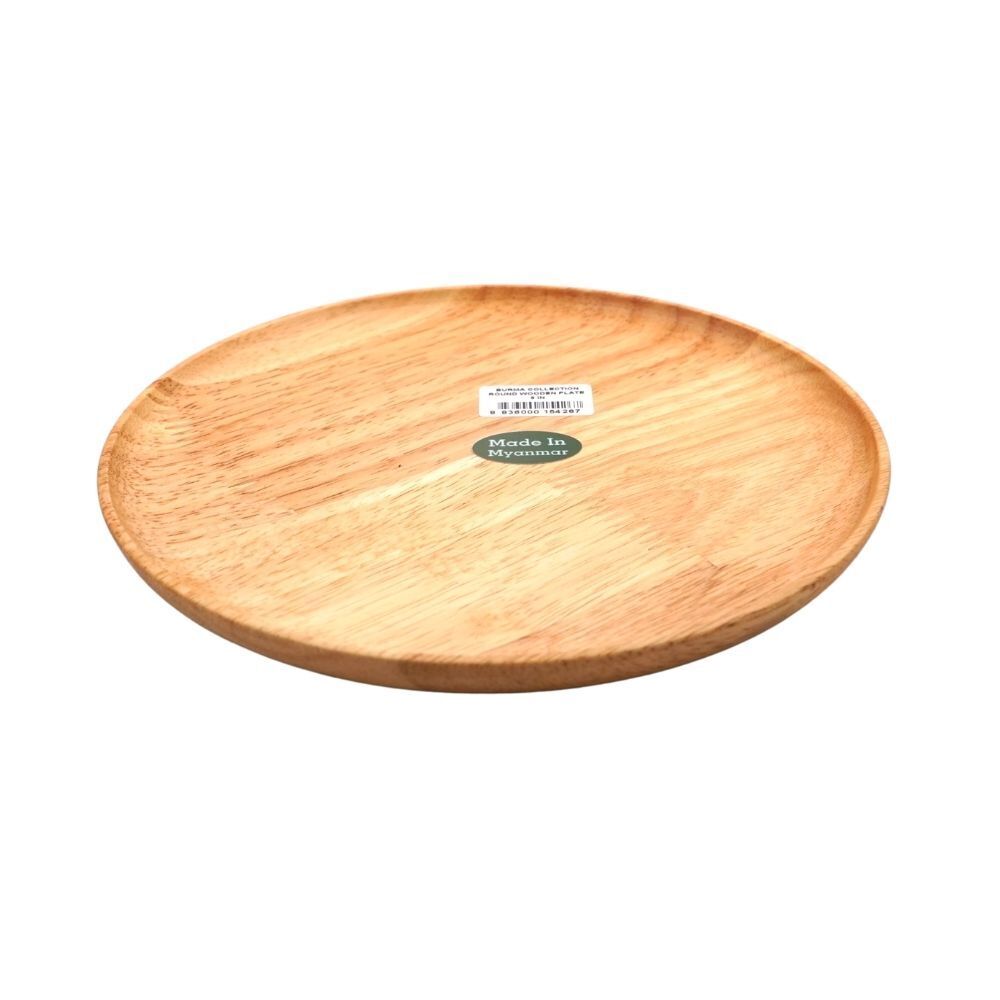 Burma Collection Round Wooden Plate 8IN