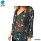 The Ori Women Long Sleeve Top LBD022 Deep Green Floral Spot (XXL-48)