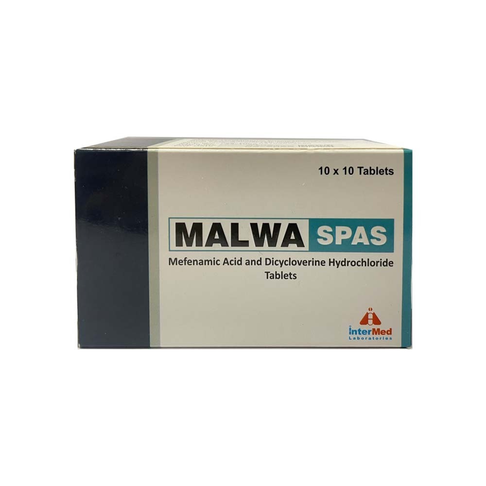 Malwa Spas Mefenamic 500MG & Dicycloverine 10PCS x 10