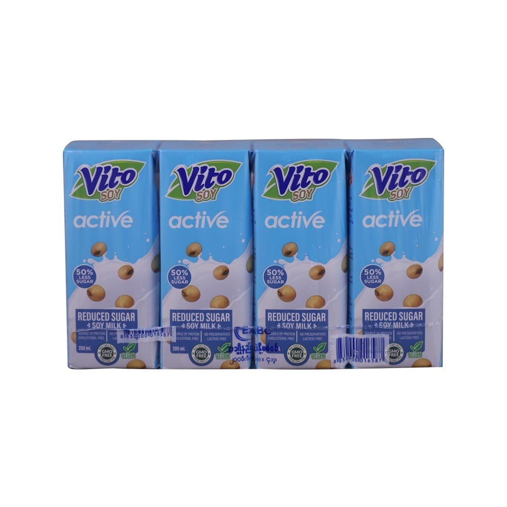 Vito Active Soy Milk Reduced Sugar 4X200ML