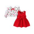Baby Girl Bowknot Ruffled Detail Broken Flower Pattern Suit-Dress With Belt 3PCS 20762965