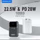 Konfulon A53Q (10000mAh Fast Charging 22.5W Built-in Cable Power Bank) White