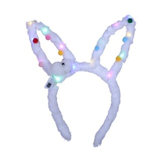 Uncle Gyi LED Light-Up Plush Rabbit Ears Headband Pink 10PCS