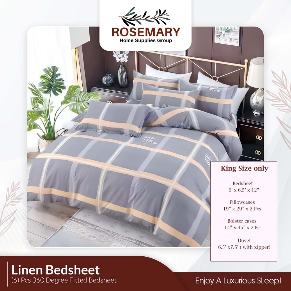 Rosemary Linen Bedsheet Set with Blanket RM-LN-BSD-7PCS-1001 (LN-10)