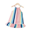 Girl Colorful Stripe Ruffle Hem Halterneck Dress (2 Years) 20647679