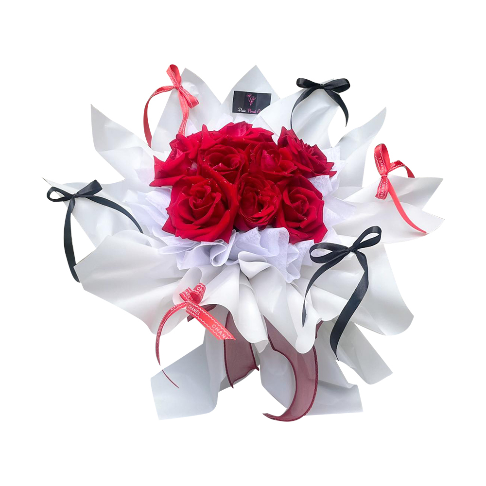 Real Flower Ribbon Red Roses Bouquet