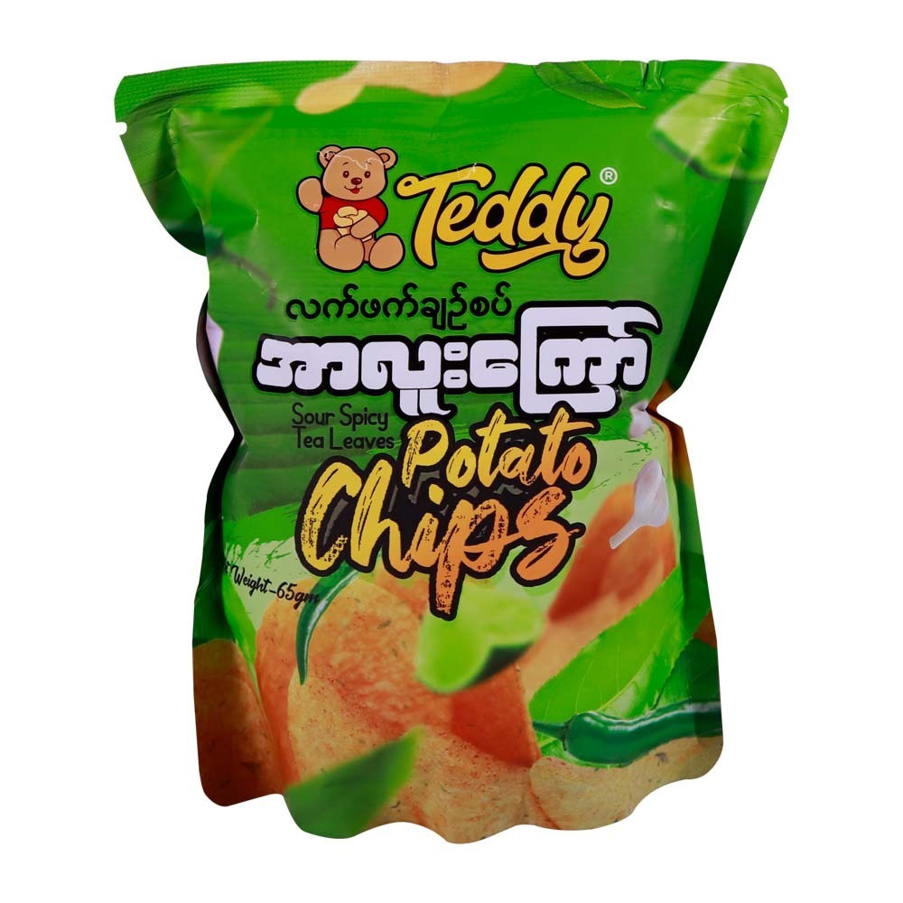 Teddy Fried Potato Chips Sour Spicy Tea Leaves 65G