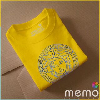 memo ygn Versace unisex Printing T-shirt DTF Quality sticker Printing-White (Medium)